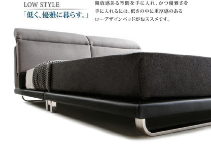 【新商品】組立設置付き リクライニング機能付き・モダンデザインローベッド Neptuno ネプトゥーノ スタンダードボンネルコイルマットレス付き クイーン(Q×1） 送料無料