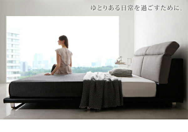 【新商品】組立設置付き リクライニング機能付き・モダンデザインローベッド Neptuno ネプトゥーノ マルチラススーパースプリングマットレス付き ダブル 送料無料