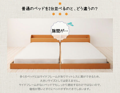 【新商品】親子で寝られる棚・コンセント付き安全連結ベッド Familiebe ファミリーベ ボンネルコイルマットレス付き ダブル 送料無料