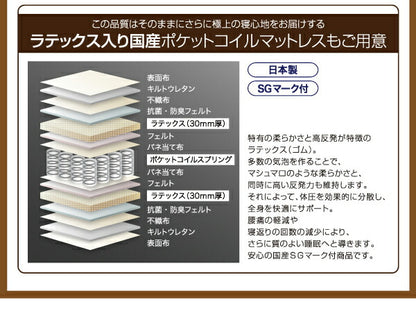 【新商品】フラップ棚・照明・コンセント付多機能チェストベッド Adonis アドニス ポケットコイルマットレス付き シングル 送料無料