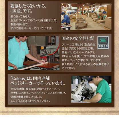 【新商品】フラップ棚・照明・コンセント付多機能チェストベッド Coleus コリウス 天然ラテックス入り国産ポケットコイルマットレス付き シングル 送料無料