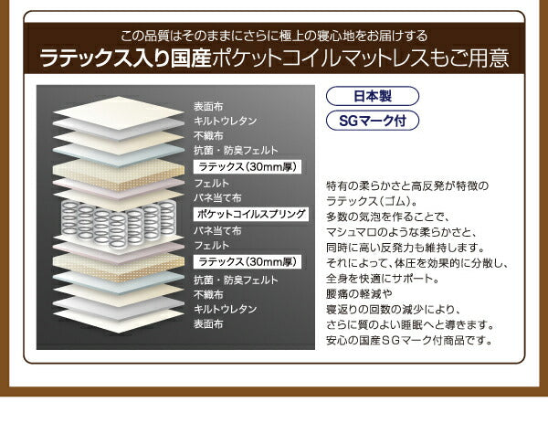 【新商品】フラップ棚・照明・コンセント付多機能チェストベッド Coleus コリウス 国産ポケットコイルマットレス付き ダブル 送料無料