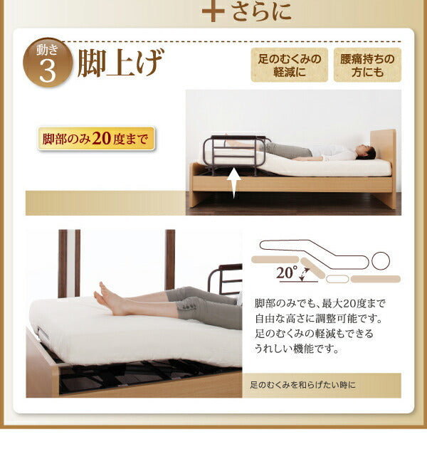 お客様組立 シンプル電動ベッド ラクティータ ポケットコイルマットレス付き 2モーター シングル 送料無料