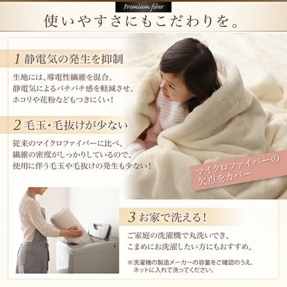 プレミアムマイクロファイバー贅沢仕立てのとろける毛布・パッド gran+ グランプラス 2枚合わせ毛布・パッド一体型ボックスシーツセット 発熱わた入り クイーン 送料無料