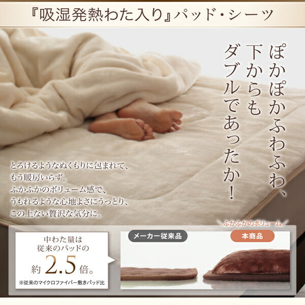 プレミアムマイクロファイバー贅沢仕立てのとろける毛布・パッド gran グラン パッド一体型ボックスシーツ 発熱わた入り セミダブル 送料無料