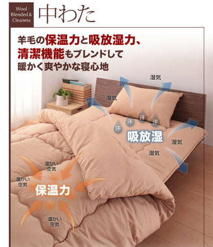 ボリューム布団6点セット FLOOR フロア 羊毛混タイプ キング8点セット 送料無料