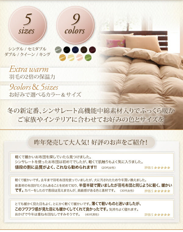 9色から選べる!シンサレート入り掛布団 クイーン 送料無料
