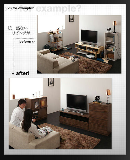 【新商品】シンプルモダンリビングシリーズ nux ヌクス 2点セット(テレビボード+フラップチェスト) 送料無料