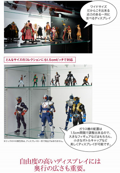 【新商品】コレクションラック ワイド 本体 両開きタイプ 背面ミラー1枚セット 奥行39 送料無料