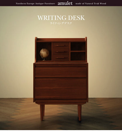 【新商品】天然木チーク材北欧アンティーク風リビング収納シリーズ amulet アミュレット その他（デスク） ライティングデスク W70 送料無料