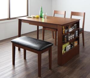 【新商品】組立設置付き 収納ラック付 伸縮ダイニング 北欧ヴィンテージテイスト Eric エリック W90-120 送料無料