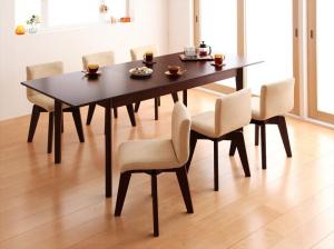 【新商品】組立設置付き 回転チェア付き 北欧デザインエクステンションダイニング Foret フォーレ 7点セット(テーブル+チェア6脚) W150-200 送料無料