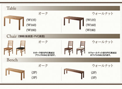 総無垢材ダイニング Tempus テンプス ベンチ ウォールナット 3P 送料無料
