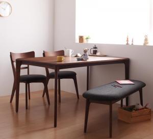 【新商品】組立設置付き 天然木ウォールナット無垢材ダイニング Kate ケイト 4点セット(テーブル+チェア2脚+ベンチ1脚) W150 送料無料