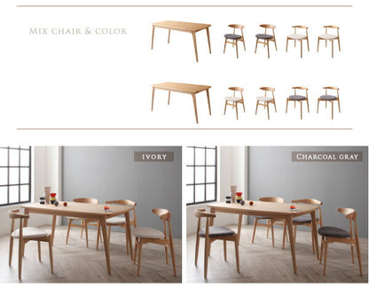 組立設置付き 北欧デザイナーズダイニングセット Cornell コーネル 5点セット(テーブル+チェア4脚) ミックス W150 送料無料