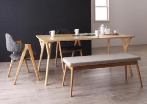 【新商品】組立設置付き 北欧デザインワイドダイニング OLELO オレロ 4点セット(テーブル+チェア2脚+ベンチ1脚) W170 送料無料