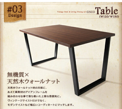 【新商品】ヴィンテージスタイル・リビングダイニングセット CISCO シスコ 4点セット(テーブル+ソファ1脚+アームソファ1脚+スツール1脚) 左アーム W150 送料無料