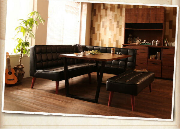 【新商品】組立設置付き ヴィンテージスタイル・リビングダイニングセット CISCO シスコ 5点セット(テーブル+ソファ1脚+アームソファ1脚+チェア1脚+ベンチ1脚) 右アーム W120 送料無料