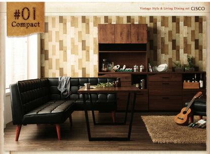 【新商品】組立設置付き ヴィンテージスタイル・リビングダイニングセット CISCO シスコ 4点セット(テーブル+ソファ1脚+アームソファ1脚+チェア1脚) 右アーム W120 送料無料