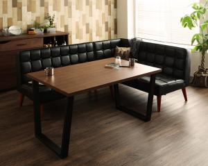 【新商品】組立設置付き ヴィンテージスタイル・リビングダイニングセット CISCO シスコ 3点セット(テーブル+ソファ1脚+アームソファ1脚) 右アーム W120 送料無料