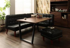 【新商品】組立設置付き ヴィンテージスタイル・リビングダイニングセット CISCO シスコ 4点セット(テーブル+ソファ1脚+アームソファ1脚+スツール1脚) 右アーム W120 送料無料