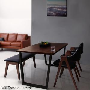 【新商品】組立設置付き 天然木ウォールナットモダンデザインダイニング Wyrd ヴィールド 4点セット(テーブル+チェア2脚+ベンチ1脚) W120 送料無料