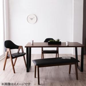 【新商品】組立設置付き 天然木ウォールナットモダンデザインダイニング Wyrd ヴィールド 4点セット(テーブル+チェア2脚+ベンチ1脚) W150 送料無料