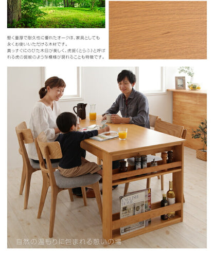 【新商品】組立設置付き 天然木オーク材エクステンションダイニング Festia フェスティア 6点セット(テーブル+チェア4脚+ベンチ1脚) W120-180 送料無料