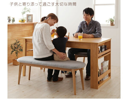 【新商品】組立設置付き 天然木オーク材エクステンションダイニング Festia フェスティア 6点セット(テーブル+チェア4脚+ベンチ1脚) W120-180 送料無料
