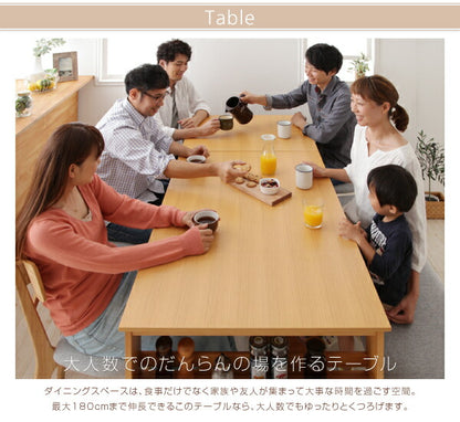 【新商品】組立設置付き 天然木オーク材エクステンションダイニング Festia フェスティア 6点セット(テーブル+チェア4脚+ベンチ1脚) W120-180 送料無料