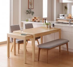 【新商品】組立設置付き スライド伸縮テーブルダイニング S-free エスフリー 4点セット(テーブル+チェア2脚+ベンチ1脚) W135-235 送料無料