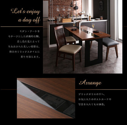 【新商品】組立設置付き モダンデザインダイニング Bistro M ビストロ エム 4点セット(テーブル+チェア2脚+ベンチ1脚) W150 送料無料