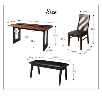 【新商品】組立設置付き モダンデザインダイニング Bistro M ビストロ エム 4点セット(テーブル+チェア2脚+ベンチ1脚) W150 送料無料