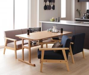 【新商品】組立設置付き モダンデザイン ソファダイニングセット HARPER ハーパー 4点セット(テーブル+2Pソファ1脚+1Pソファ2脚) W150 送料無料