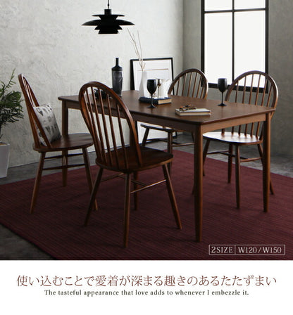 【新商品】組立設置付き アンティーク調ウィンザーチェアダイニング【Oakham】オーカム/ウォールナット材テーブル(W150) 送料無料