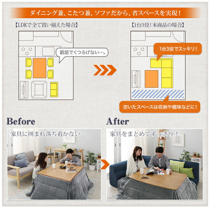 【新商品】組立設置付き こたつもソファも高さ調節できるリビングダイニングセット puits ピュエ 4点セット(テーブル+2Pソファ1脚+1Pソファ1脚+コーナーソファ1脚) W120 送料無料