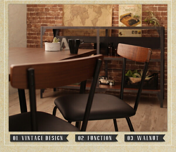 【新商品】天然木ウォールナット　ヴィンテージスタイルカフェ風ダイニング Volga ボルガ ダイニングテーブル W150 送料無料