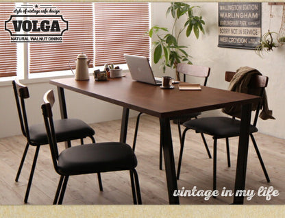 【新商品】組立設置付き 天然木ウォールナット　ヴィンテージスタイルカフェ風ダイニング Volga ボルガ ダイニングテーブル W150 送料無料