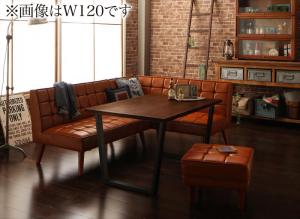 【新商品】アメリカンヴィンテージ リビングダイニングセット Monica モニカ 4点セット(テーブル+ソファ1脚+アームソファ1脚+スツール1脚) 右アーム W150 送料無料