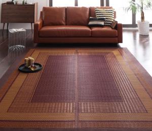 純国産モダンデザイン涼感い草ラグ Lyma ライマ 不織布なし 191×191cm 送料無料