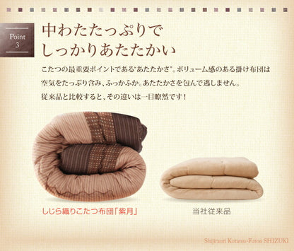 しじら織りこたつ布団 紫月 しづき 掛布団&amp;敷布団2点セット 正方形(75×75cm)天板対応 送料無料