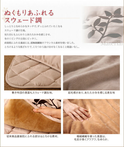 スウェード調フラワーモチーフこたつ布団 floraly フローラリー こたつ用掛け布団 正方形(75×75cm) 送料無料