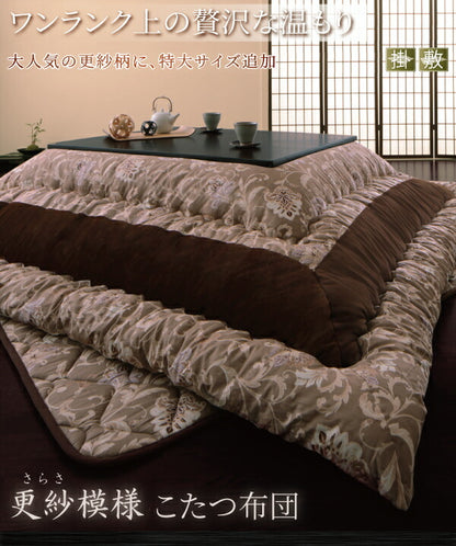 更紗模様こたつ布団 掛布団&amp;敷布団2点セット 5尺長方形(90×150cm)天板対応 送料無料