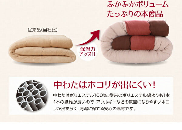 スウェード調パッチワークこたつ布団 icoi イコイ こたつ用掛け布団 5尺長方形(90×150cm)天板対応 送料無料