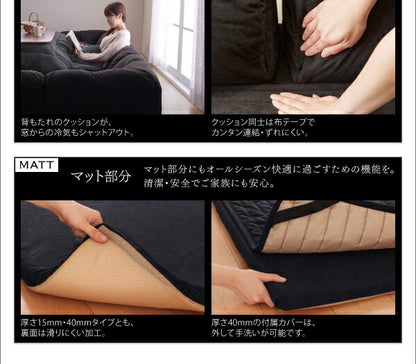 こたつに合わせるフロアコーナーソファ Wille ヴィレ コの字 マット部分サイズ 142×142cm 厚さ40mm 送料無料