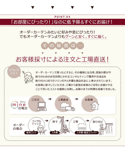 20色×54サイズから選べる防炎・1級遮光カーテン 幅150cm(2枚) mine マイン 幅150×235cm 送料無料