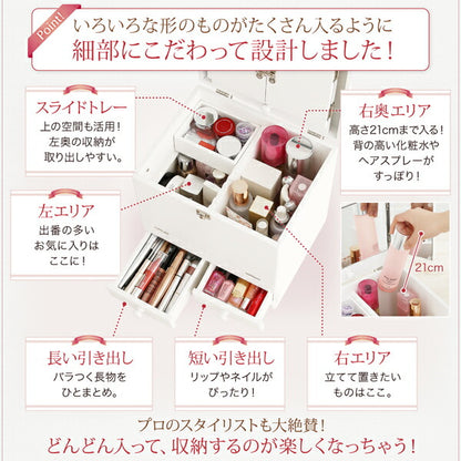 三面鏡付き カラフル木製メイクボックス 送料無料