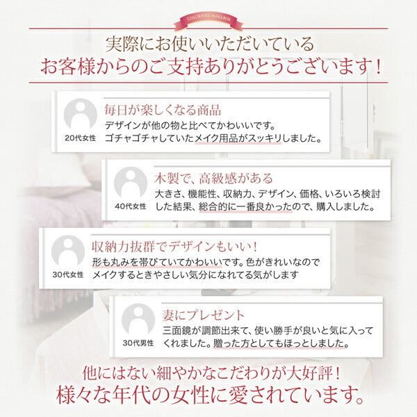 三面鏡付き カラフル木製メイクボックス 送料無料