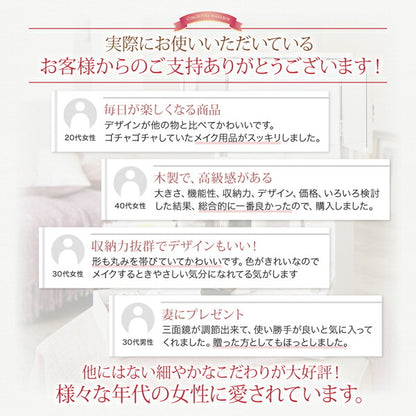 三面鏡付き カラフル木製メイクボックス 送料無料