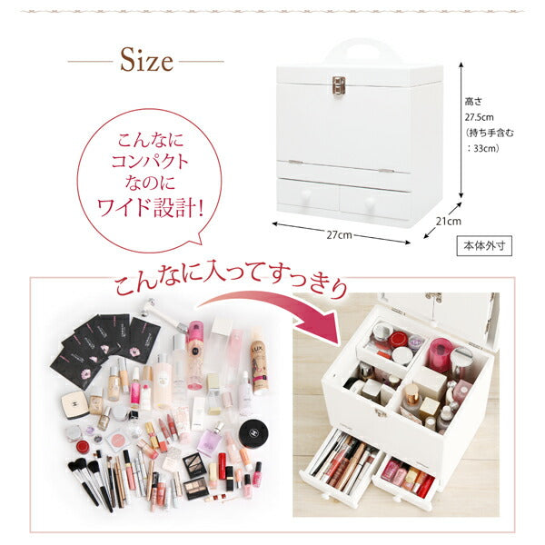 三面鏡付き カラフル木製メイクボックス 送料無料